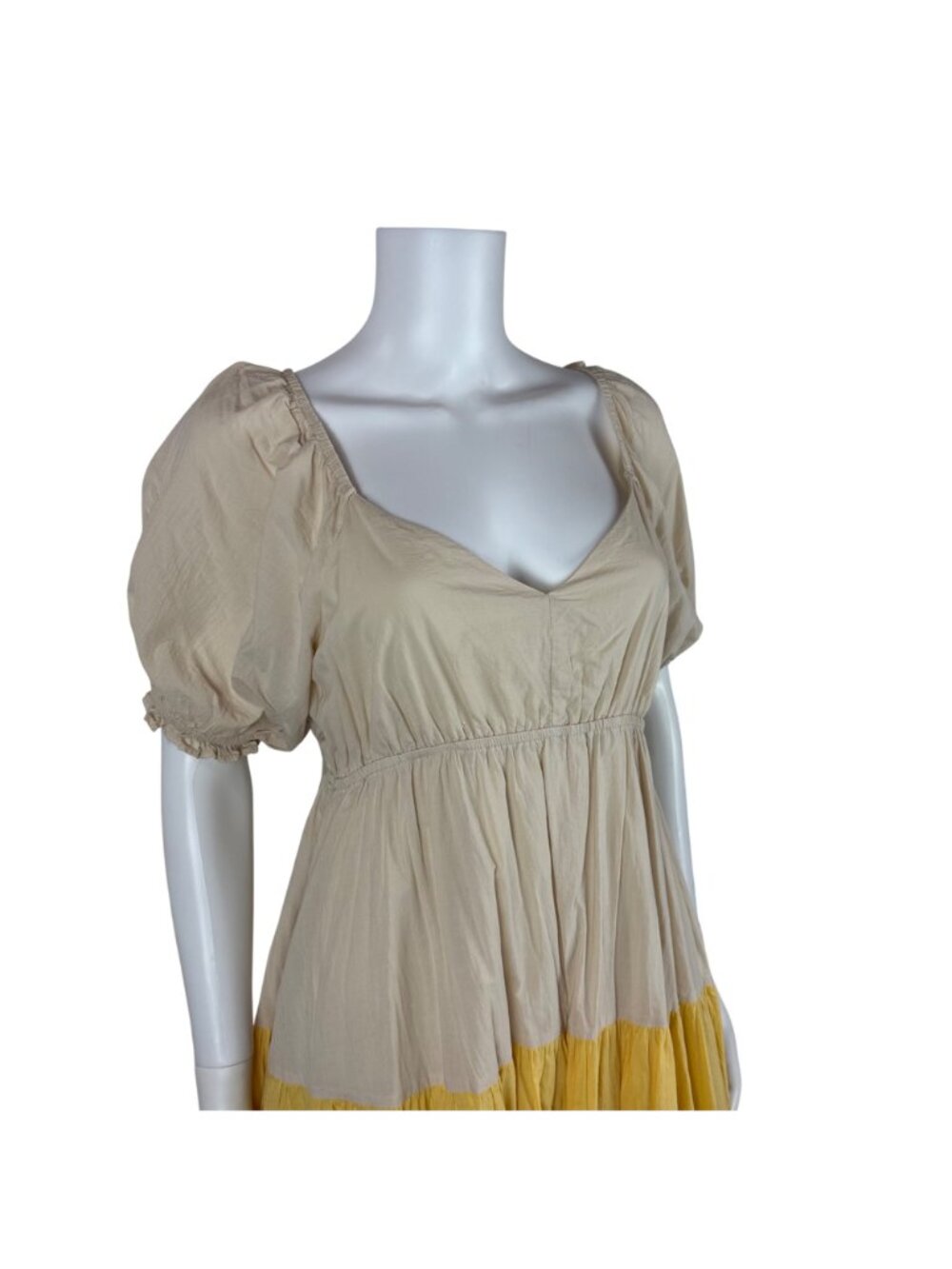 &Merci Candy Corn Dress Womens M Puff Sleeve Halloween Colorblock Mini Fit Flare - Picture 4 of 12